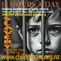 Fiver works 14 hours a day - trafficking awareness poster.