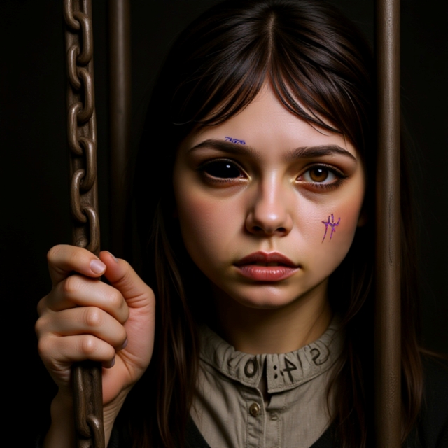 A digitally made image of a young, trafficked girl.
