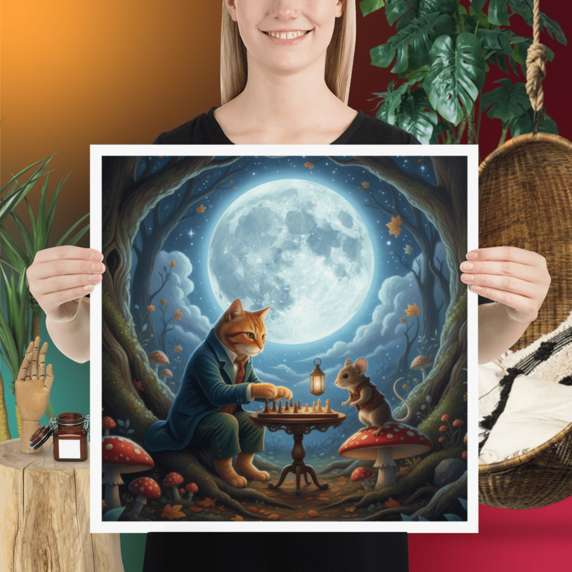 The Moonlit Chess Match Fantasy Poster