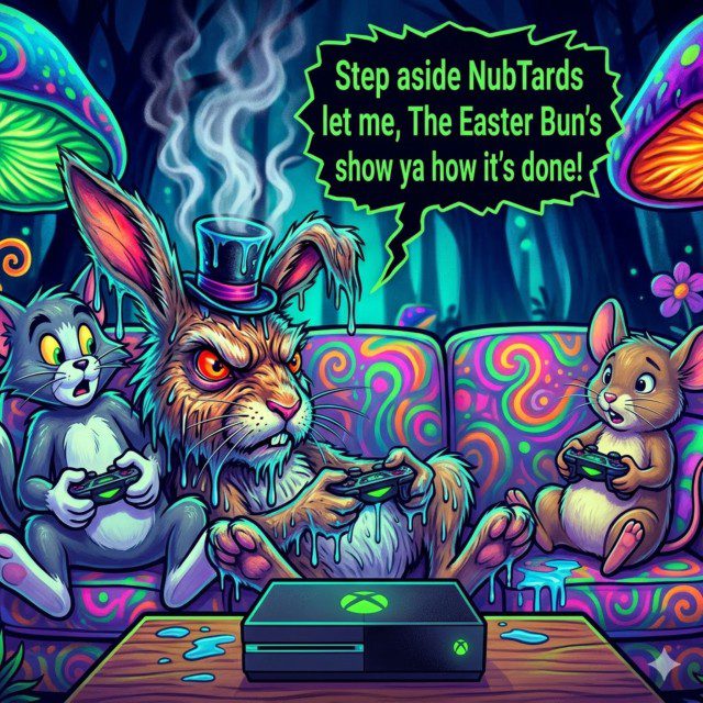 Grumpy Easter Bunny Xbox Master – Blacklight Poster