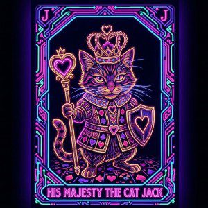His Moggyship the Jack of Hearts - a framed blacklight Poster